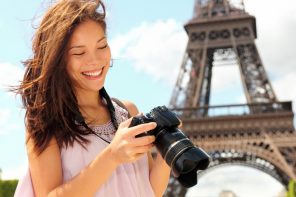 Tourist in Paris with camera