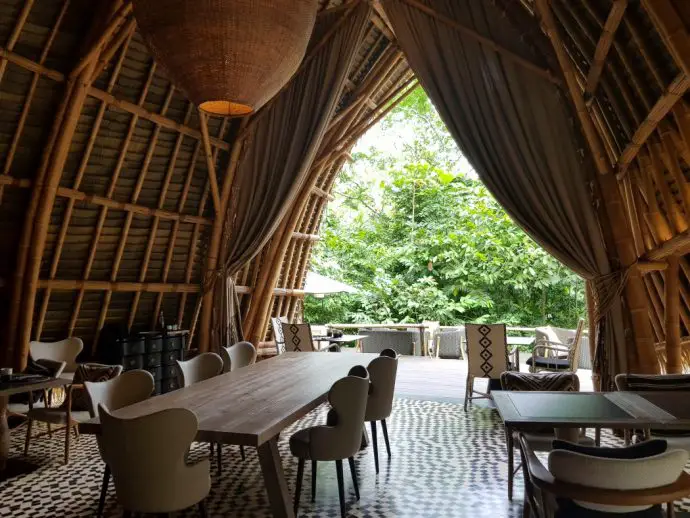 Restsaurant constructed out of bamboo - Review of Sundy Praia Luxury Beach Lodge on Principe