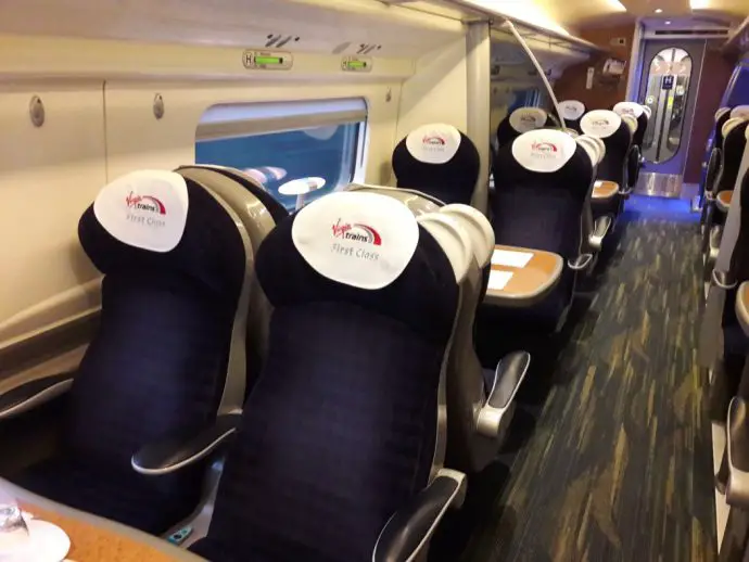 Seats in a first class train carriage