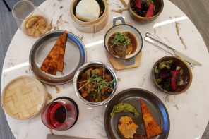 Dishes of food on a table
