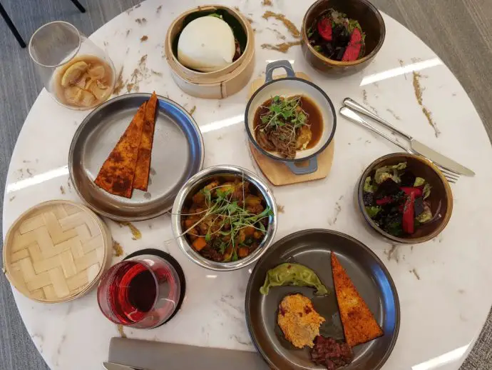 Dishes of food on a table