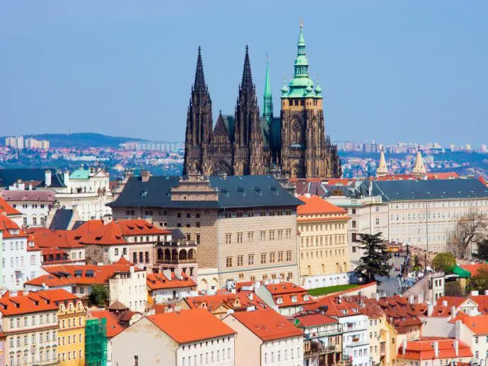 city skyline with cathedral at centre