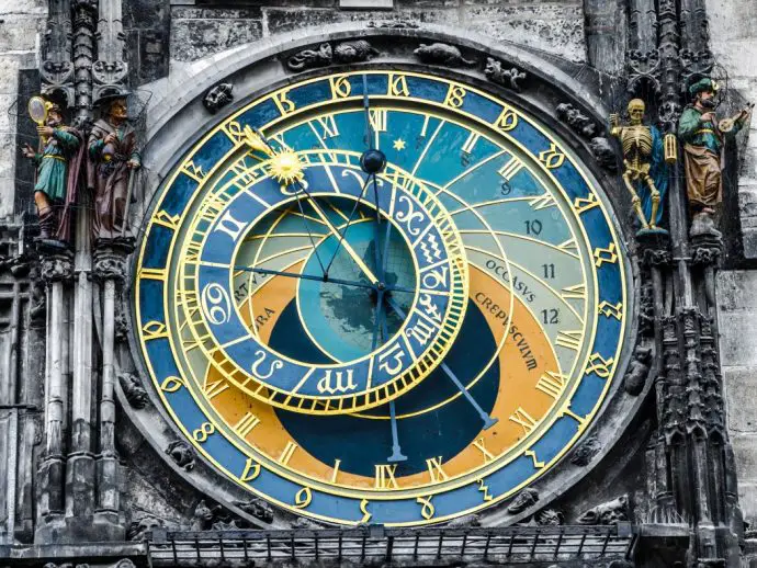 Close up of face of mechanical clock