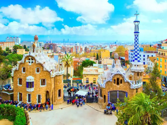 Entrance of Park Guell in Barcelona