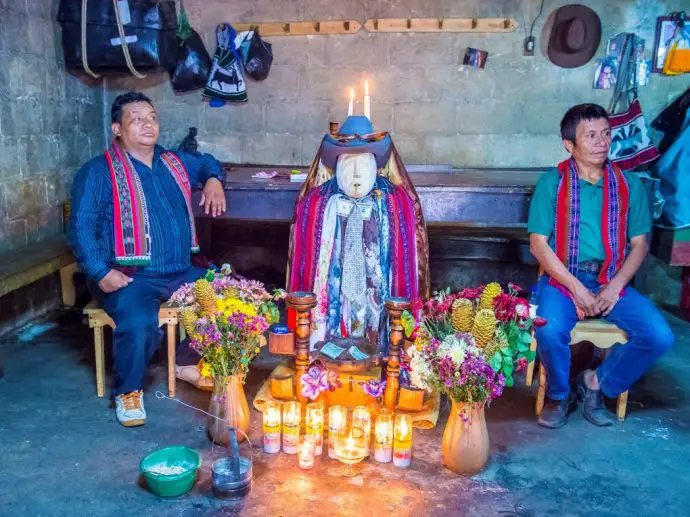 Colorful wooden effigy of a saint