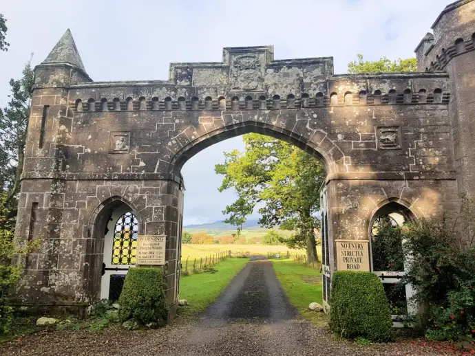 Gateway to the Monzie Estate from East Gatehouse Lodge