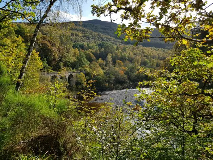 The viaduct at Killiecrankie near Soldiers Leap in Scotland