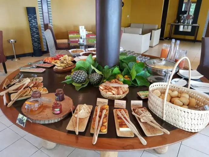 Breakfast buffet at Omali Lodge on Sao Tome