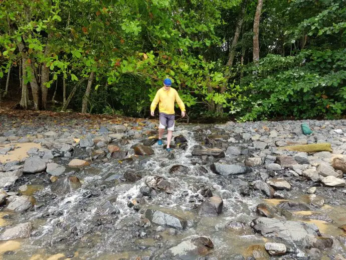 Exploring the shore at Sundy Praia on Principe