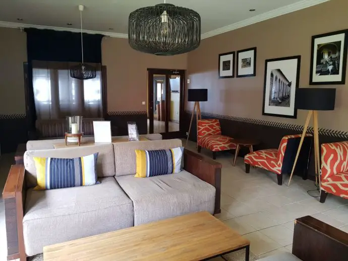 Lounge area at Omali Lodge on Sao Tome