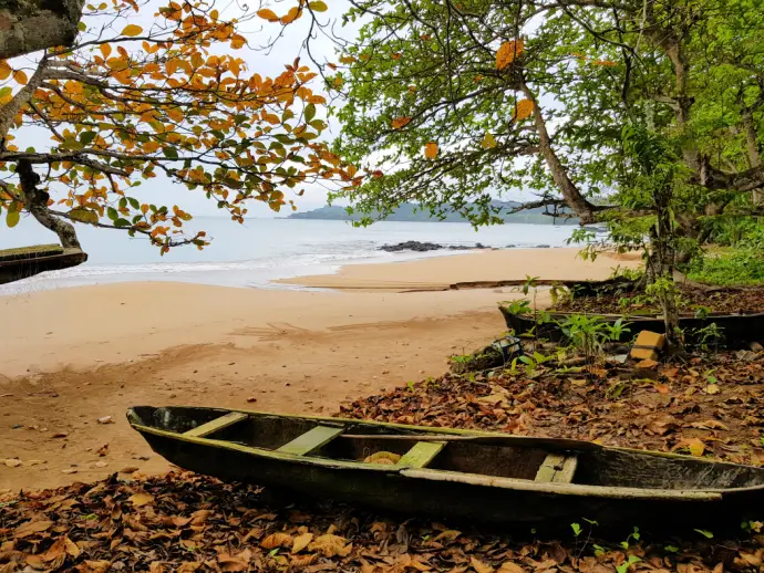 Traditional canoe at Sundy Praia on Principe