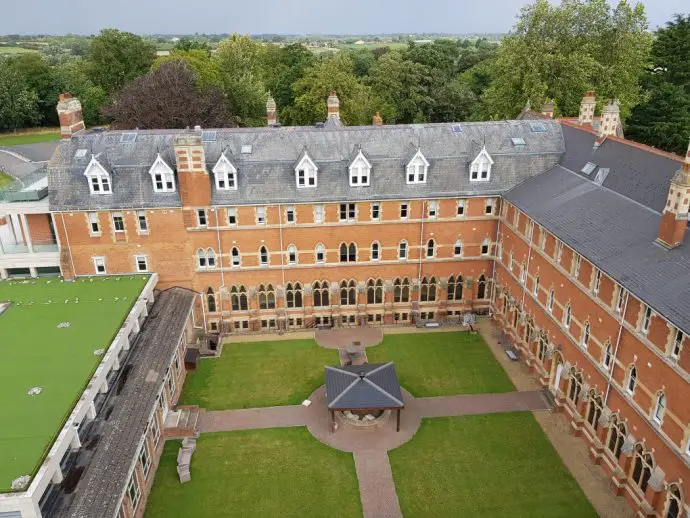 Aerial view from the tower at Stanbrook Abbey Hotel review