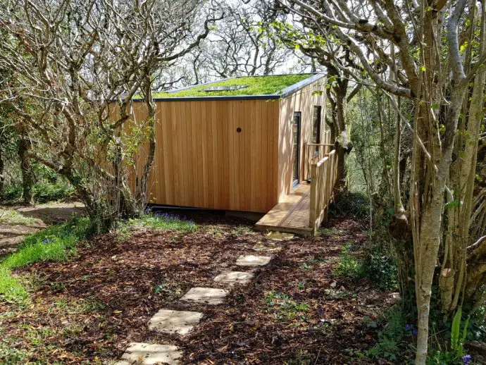 Outside Chui Treehouse at Wrinklers Wood Glamping - hot tub holidays in Cornwall