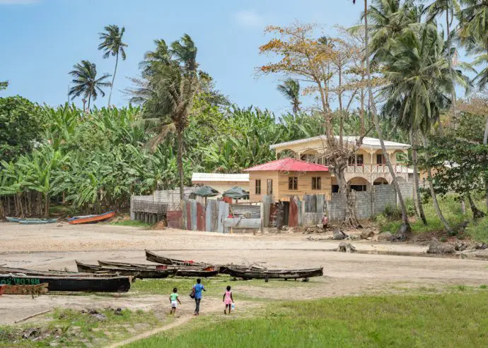 Sao Tome day trip - typical beach village scene