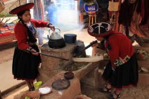 Preparing the dye at a weaving demonstration in Chinchero, Peru