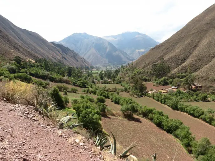 Towards the bottom of the Chinchero to Urquillos hiking trail in Peru
