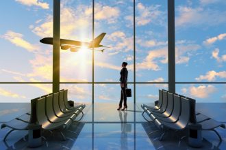 Business traveller at airport