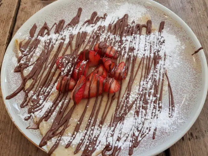 Chocolate and strawberry crepe from She Sells Mevagissey