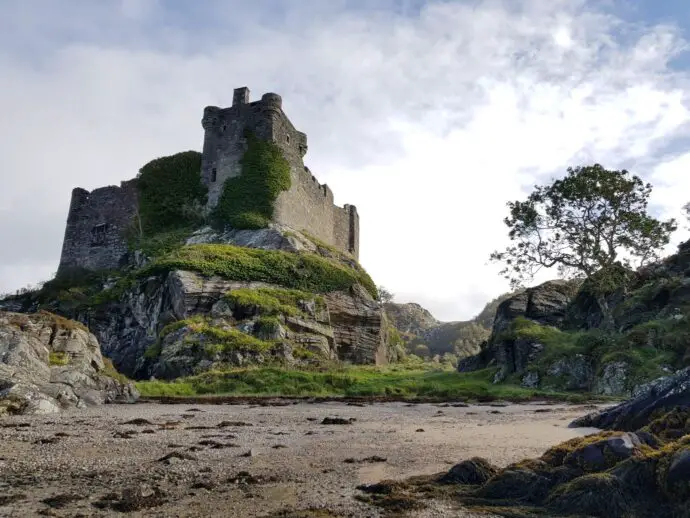 Castle Tioram from the beach on the West Highland Peninsulas