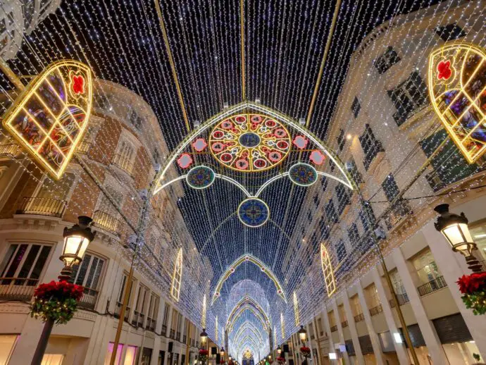 Calle Marques de Larios in Malaga at Christmas