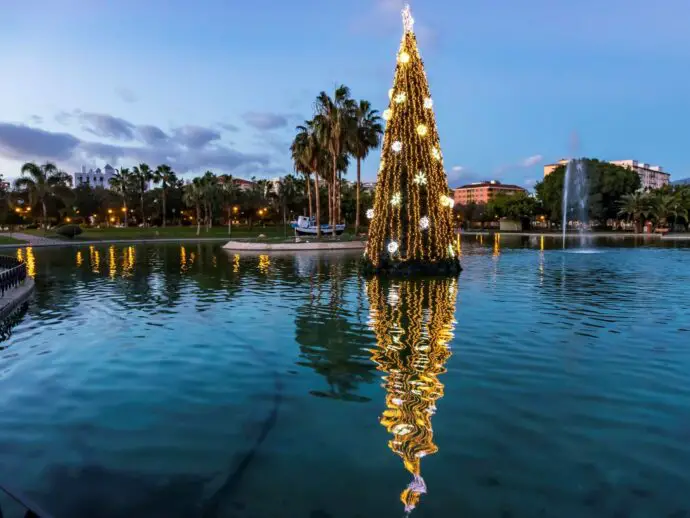 Christmas in Malaga - lights in Huelin Park