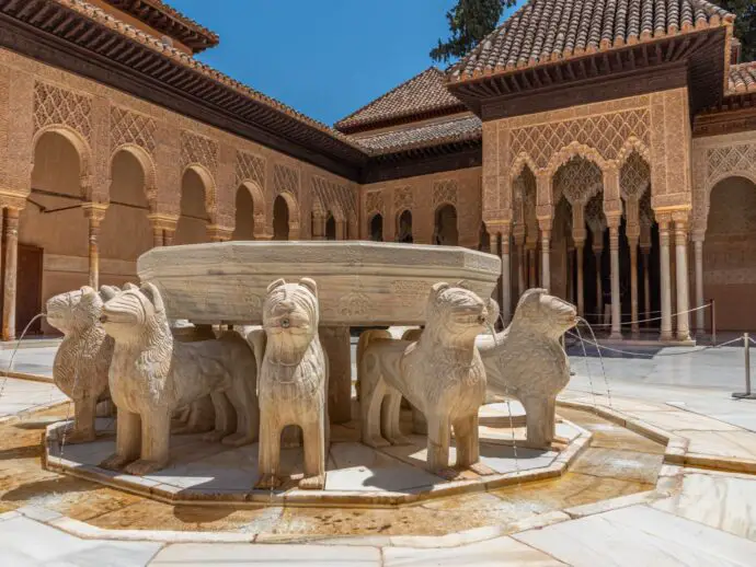 Granada or Seville: Court of the Lions at the Alhambra Palace in Granada