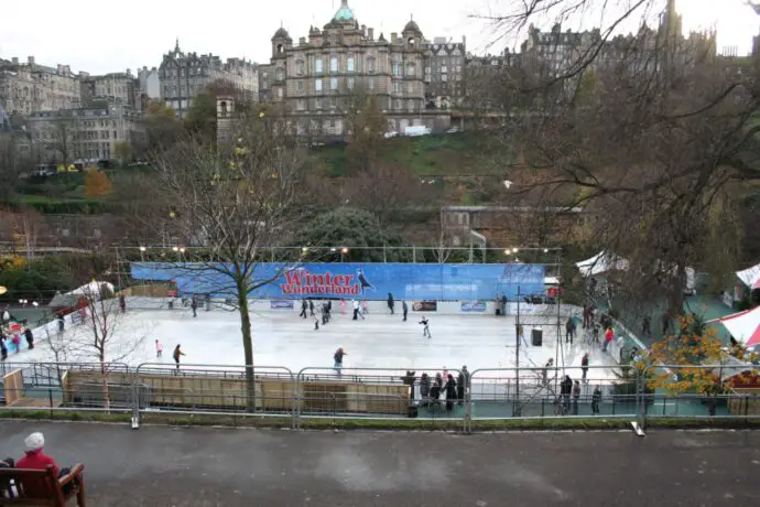 Ice skating in Edinburgh at the Christmas markets