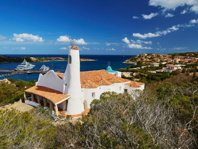 Church of Stella Maris in Porto Cuevo in Sardinia