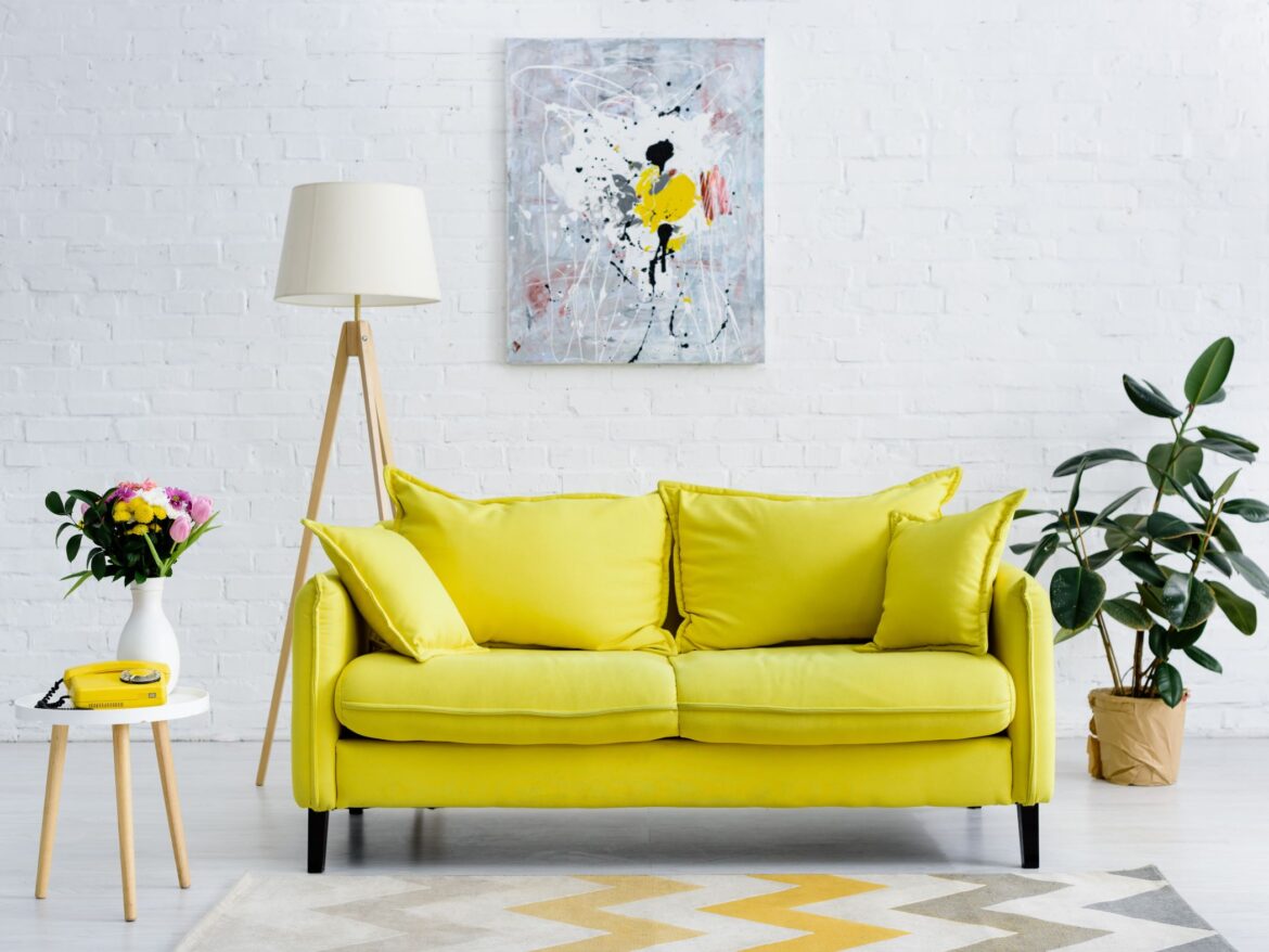 Designer yellow living room