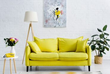 Designer yellow living room