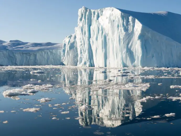 Icebergs in Disko Bay in Greenland