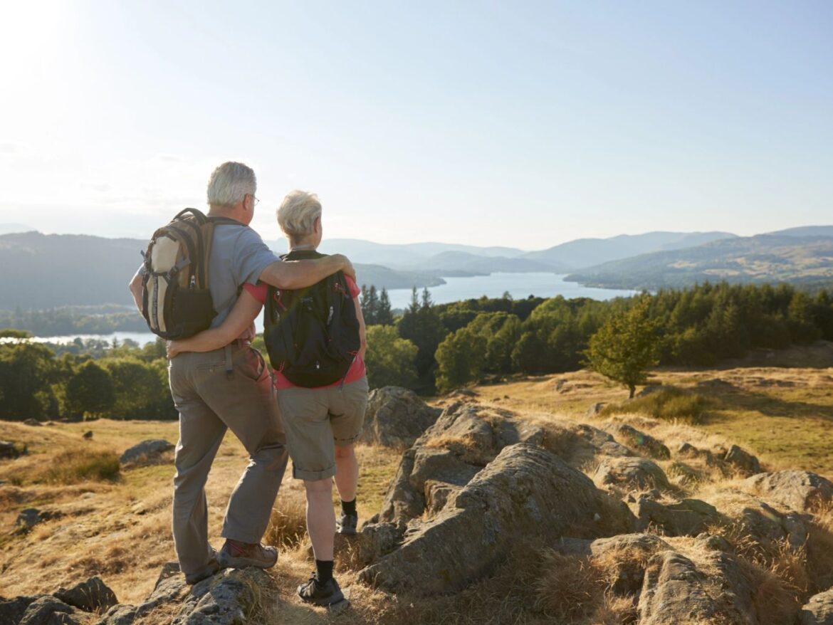 Senior couple hiking in the Lake District