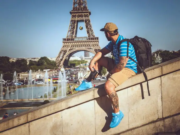 Tourist by Eiffel Tower