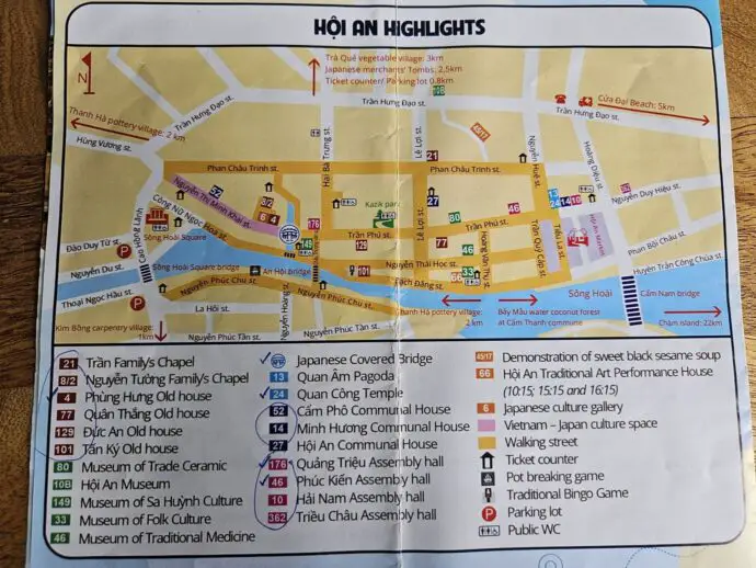 Map of Hoi An Old Town - Hoi An tourist ticket