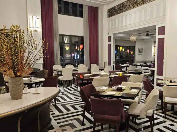 Dining tables and chairs in a restaurant