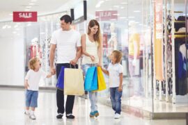 Family in a shopping mall