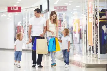 Family in a shopping mall