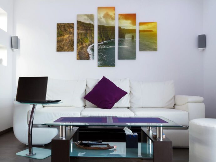 Canvas wall art in living room