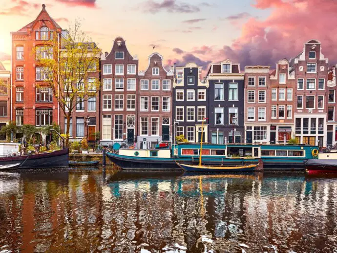 Amsterdam street by the canal