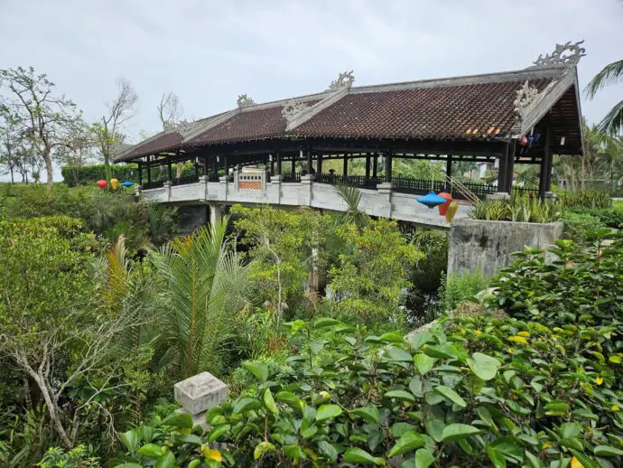 Covered Vietnamese bridge at Banyan Tree Lang Co