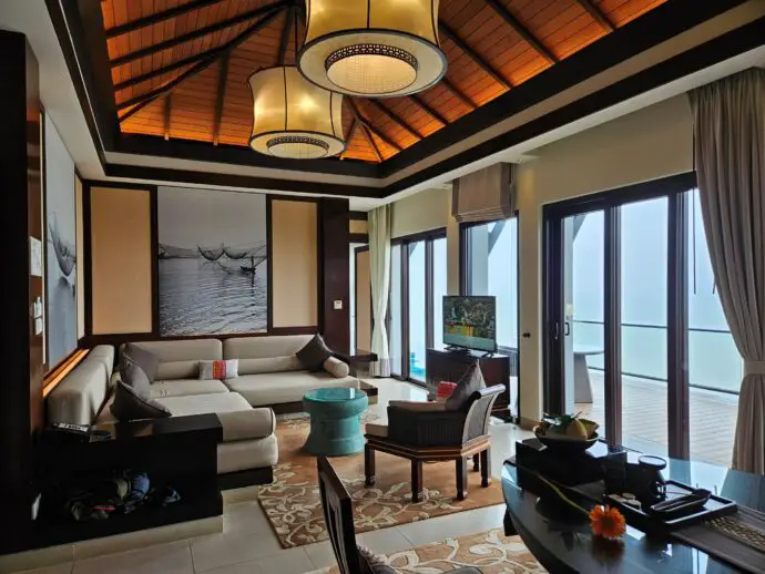 Living area in Seaview Hill Pool Villa at Banyan Tree Lang Co in Vietnam