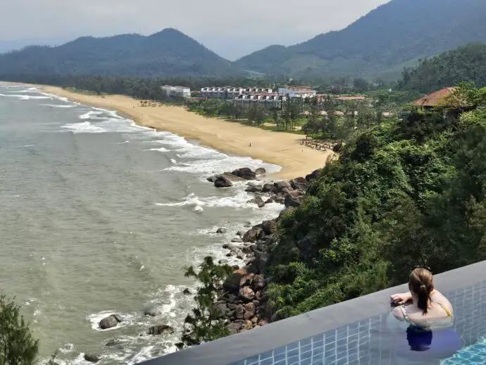 View from the pool at a Hillside Seaview Pool Villa at Banyan Tree Lang Co in Vietnam
