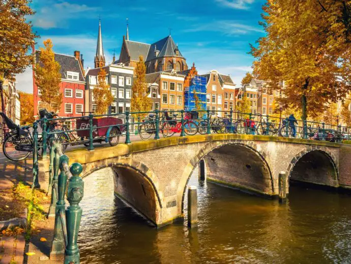 Amsterdam canal in Autumn